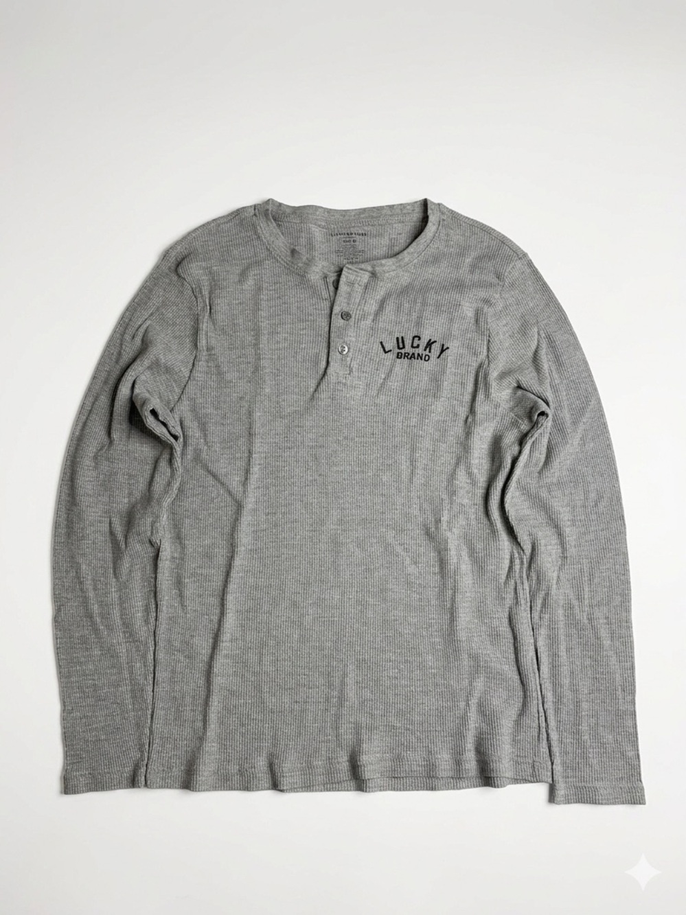 Lucky Brand Men’s Waffle Knit Henley Sleepwear Shirt – Heather Grey – Medium